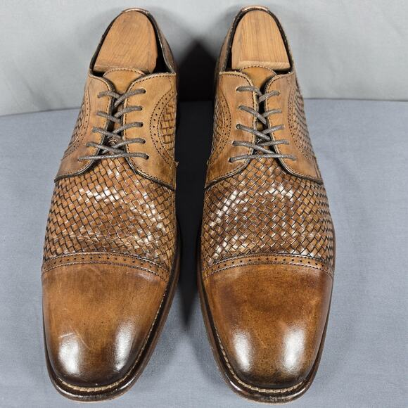 Johnston & Murphy Cormac Oxford Mens 9.5 M Mahogany Woven Italian Calfskin Shoes main image 3